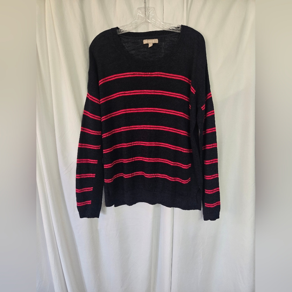 Banana Republic Navy/Pink Striped Linen Blend Sweater Size L